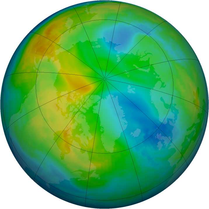 Arctic ozone map for 27 November 1989